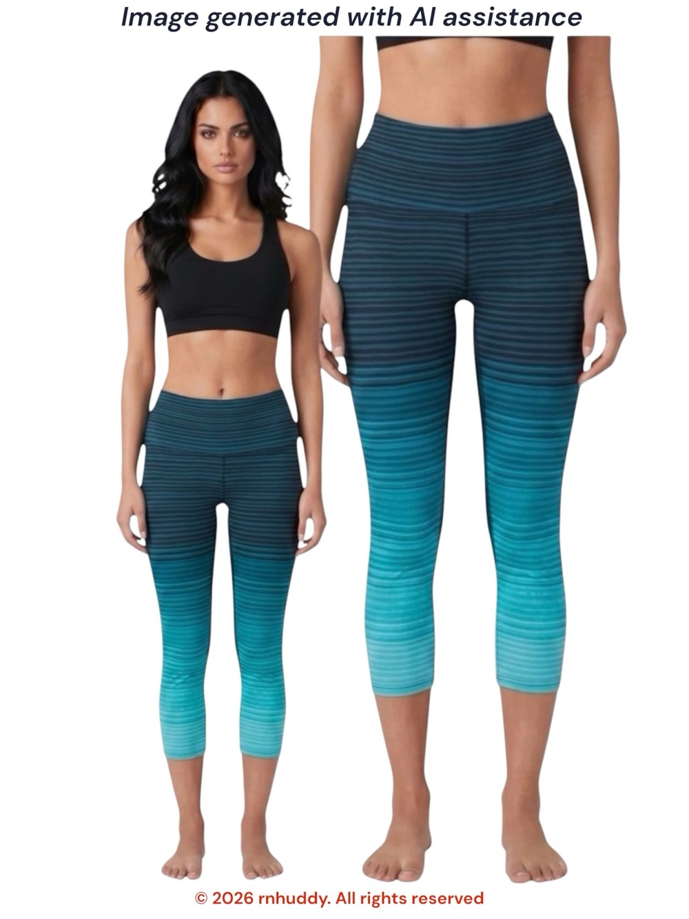 K-DEER S teal ombré stripe capri legging